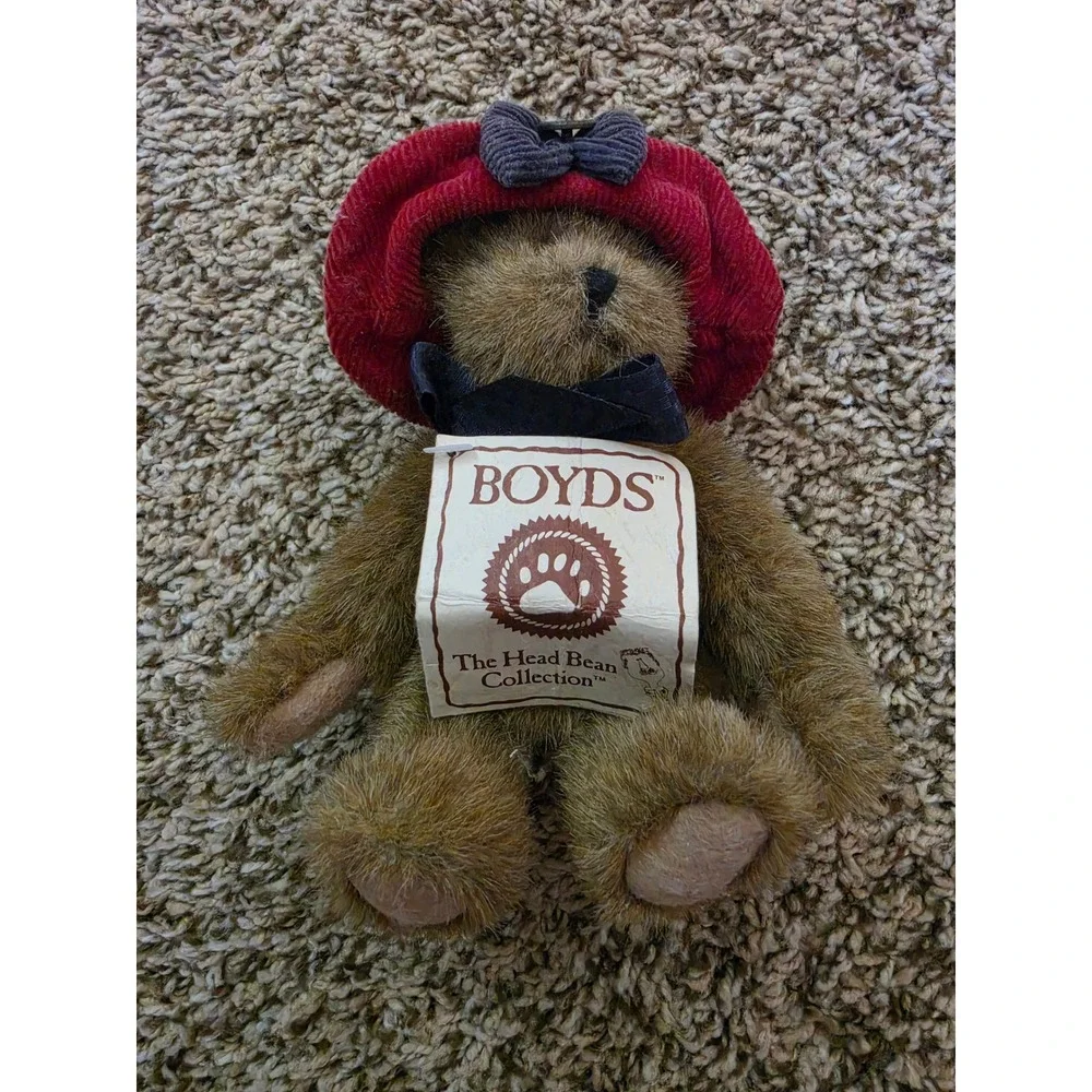 VTG Boyds Bear Mamie Glorybear Hats and Such Series Plush Teddy Bear Red Hat